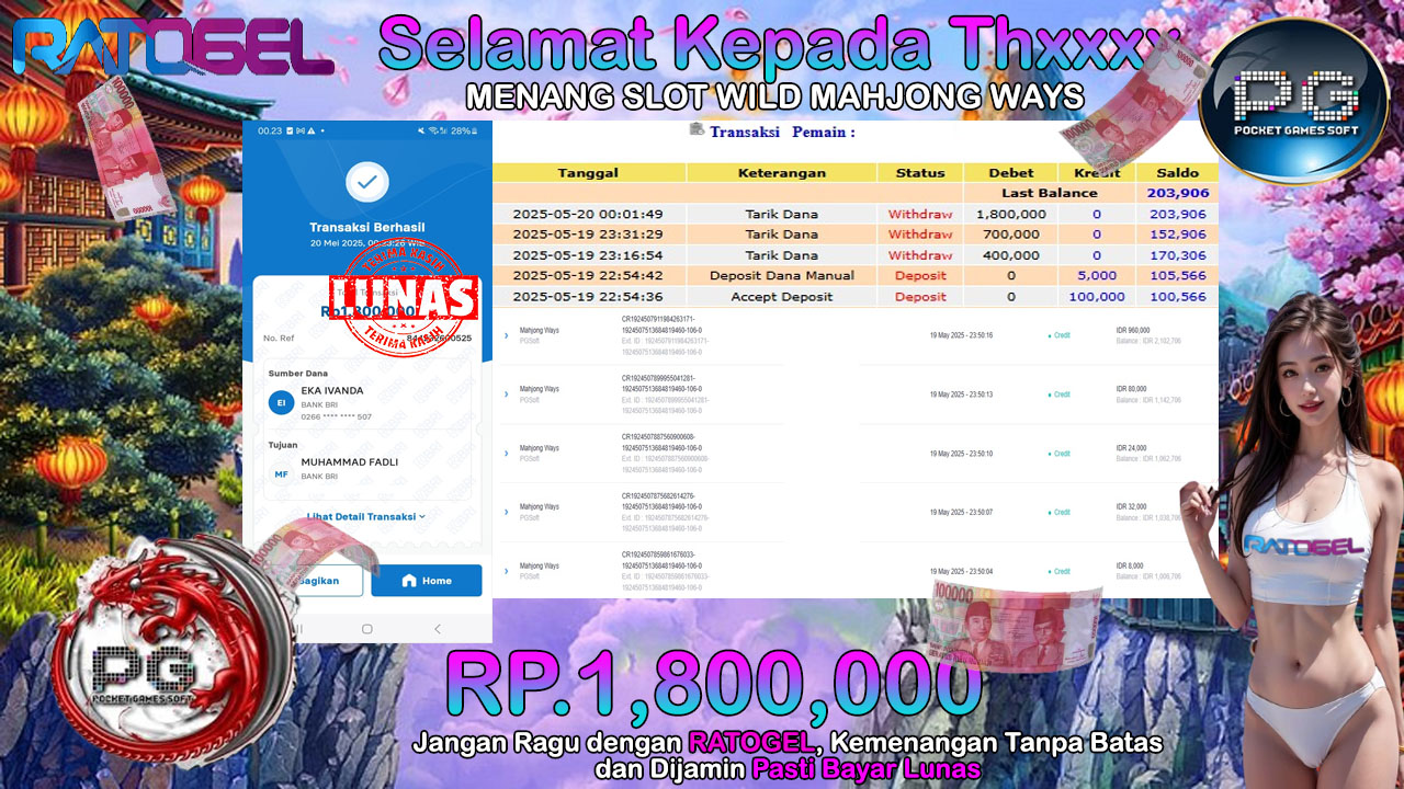 BUKTI JACKPOT SLOT MAHJONG WAYS  TERPERCAYA DI INDONESIA TGL 20-05-2025