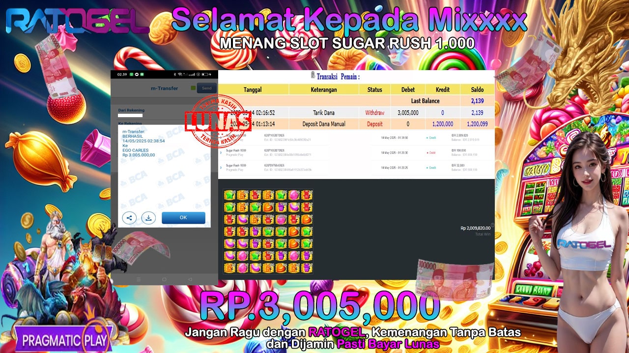 BUKTI JACKPOT SLOT SUGAR RUSH 1.000 TERPERCAYA DI INDONESIA TGL 14-05-2025