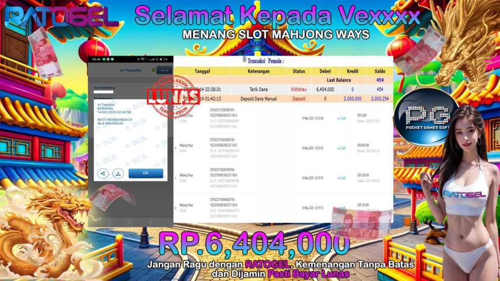 BUKTI JACKPOT SLOT MAHJONG WAYS TERPERCAYA DI INDONESIA TGL 14-05-2025