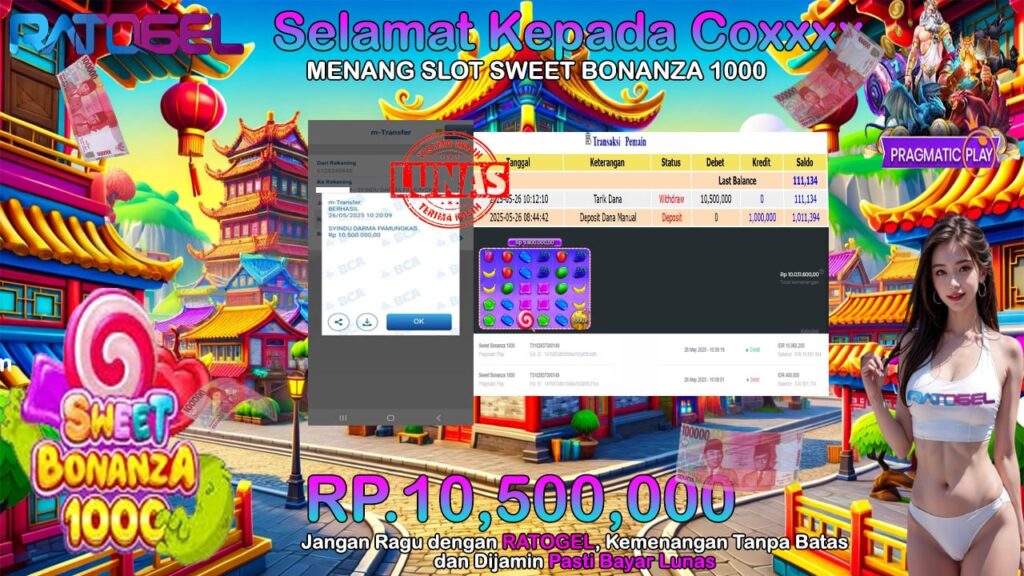BUKTI JACKPOT SLOT SWEET BONANZA 1000 TERPERCAYA DI INDONESIA TGL 26-05-2025