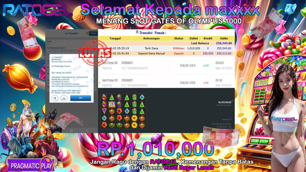 BUKTI JACKPOT SLOT GATES OF OLYMPUS 1000 TERPERCAYA DI INDONESIA TGL 02-05-2025