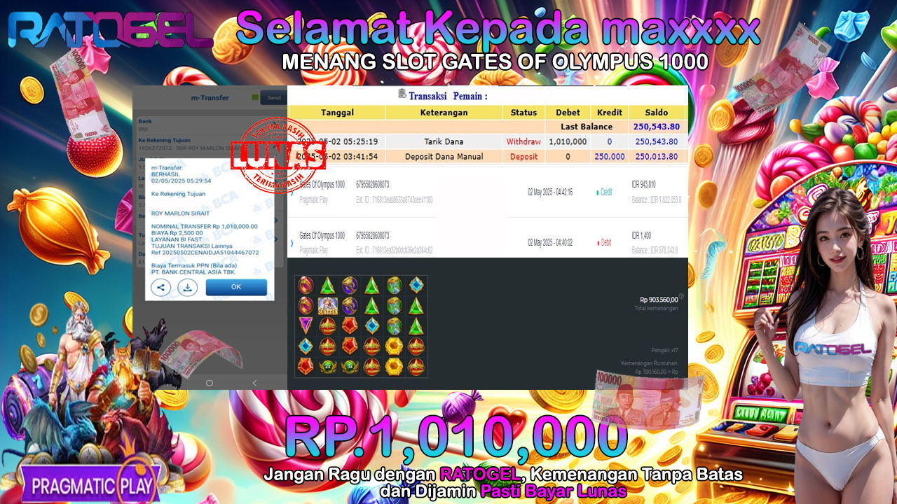 BUKTI JACKPOT SLOT GATES OF OLYMPUS 1000 TERPERCAYA DI INDONESIA TGL 02-05-2025