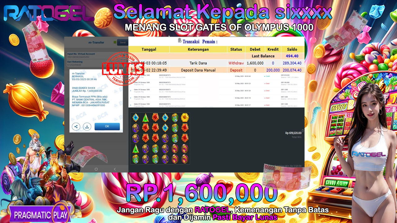BUKTI JACKPOT SLOT GATES OF OLYMPUS 1000 TERPERCAYA DI INDONESIA TGL 03-05-2025