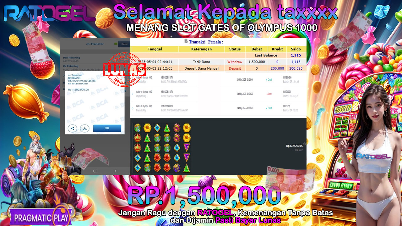 BUKTI JACKPOT SLOT GATES OF OLYMPUS 1000 TERPERCAYA DI INDONESIA TGL 04-05-2025