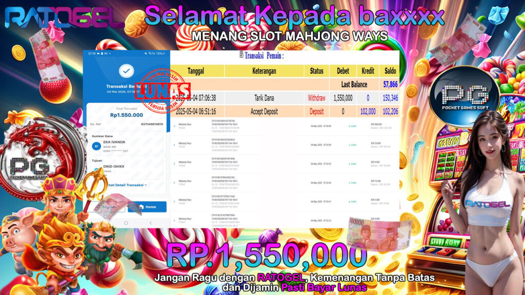 BUKTI JACKPOT SLOT MAHJONG WAYS TERPERCAYA DI INDONESIA TGL 04-05-2025