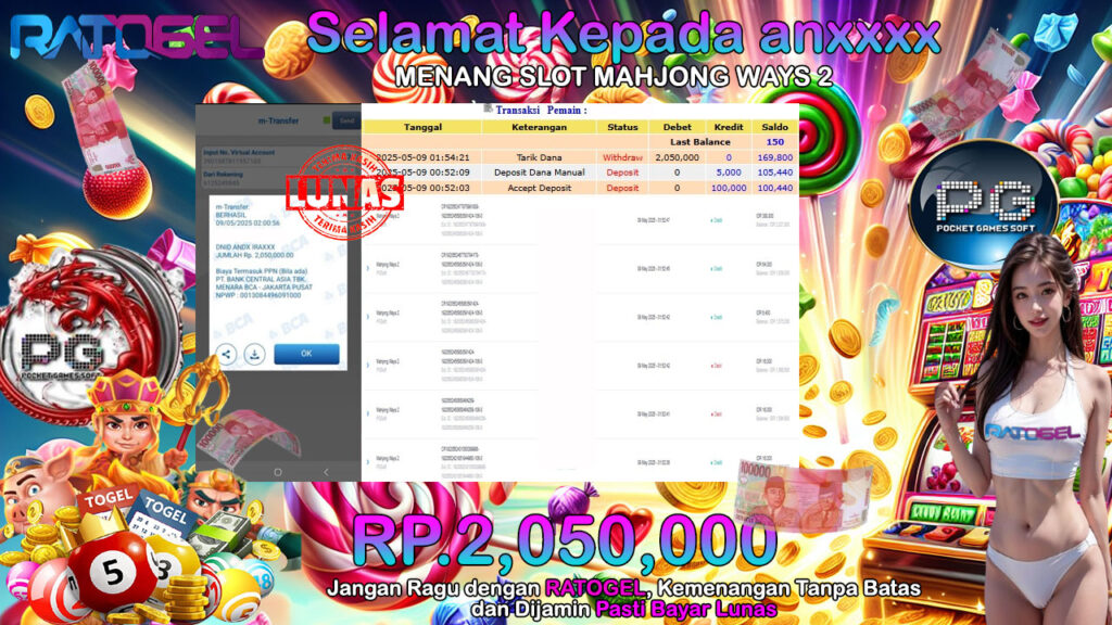 BUKTI JACKPOT SLOT MAHJONG WAYS 2 TERPERCAYA DI INDONESIA TGL 09-05-2025