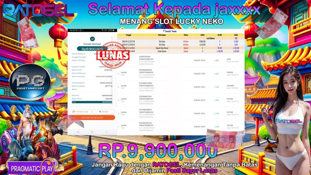 BUKTI JACKPOT SLOT LUCKY NEKO TERPERCAYA DI INDONESIA TGL 13-05-2025