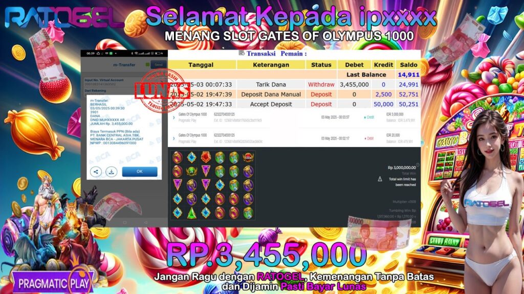 BUKTI JACKPOT SLOT GATES OF OLYMPUS 1000 TERPERCAYA DI INDONESIA TGL 03-05-2025