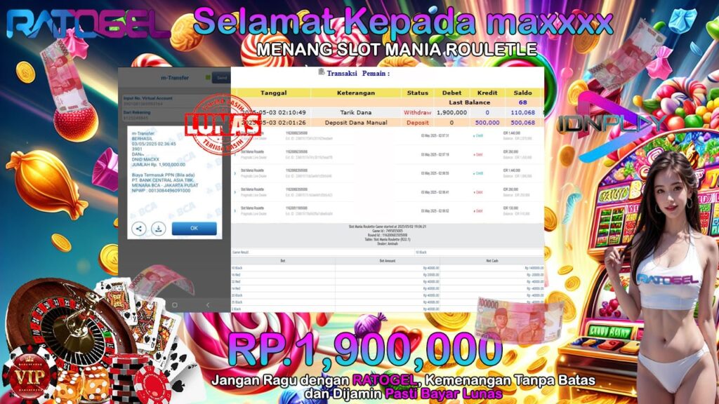 BUKTI JACKPOT LIVE CASINO ROULETLE TERPERCAYA DI INDONESIA TGL 03-05-2025