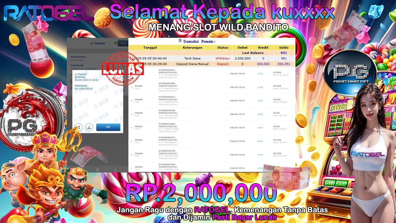 BUKTI JACKPOT SLOT WILD BANDITO TERPERCAYA DI INDONESIA TGL 04-05-2025