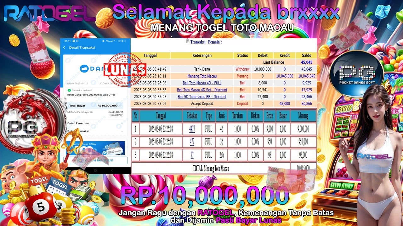 BUKTI JACKPOT TOGEL TOTO MACAU TERPERCAYA DI INDONESIA TGL 06-05-2025
