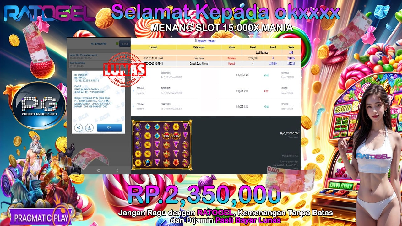 BUKTI JACKPOT SLOT 15.000 X MANIA TERPERCAYA DI INDONESIA TGL 10-05-2025