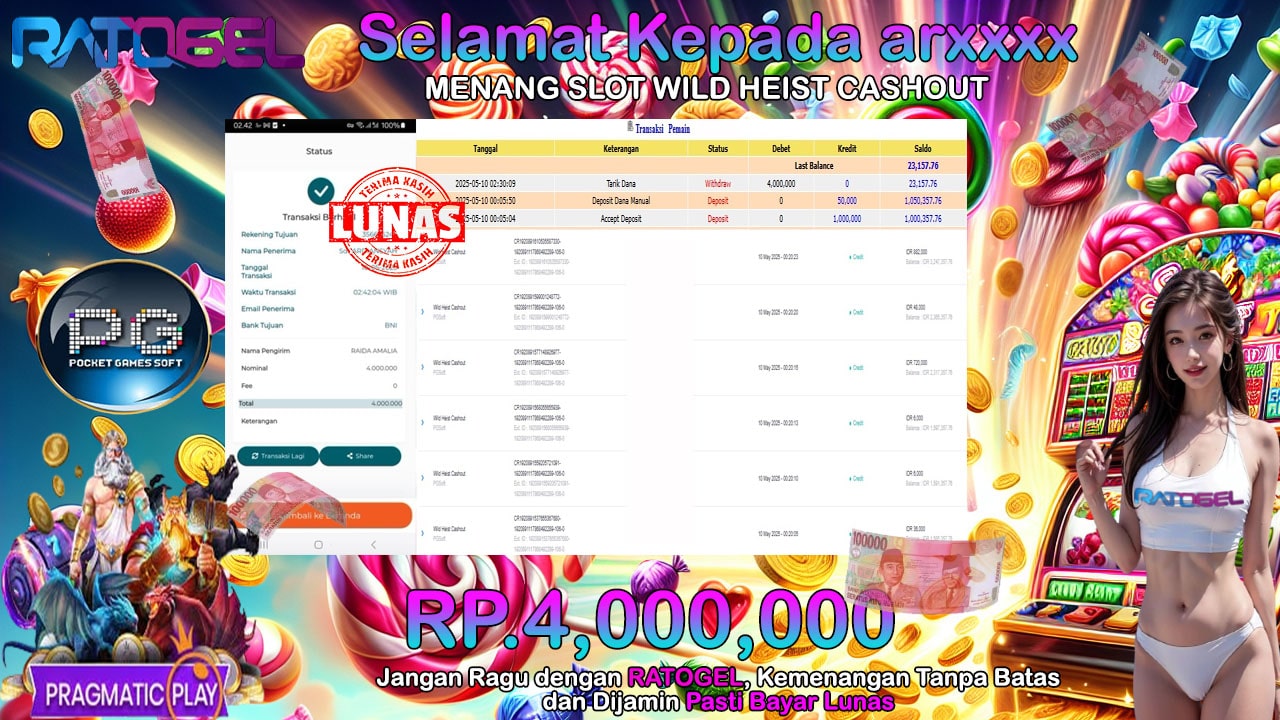 BUKTI JACKPOT SLOT WILD HAIST CASHOUT TERPERCAYA DI INDONESIA TGL 10-05-2025
