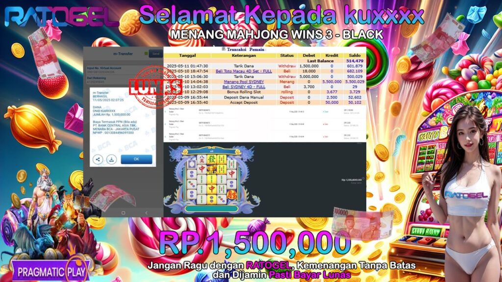 BUKTI JACKPOT SLOT MAHJONG WINS 3-BLACK TERPERCAYA DI INDONESIA TGL 11-05-2025