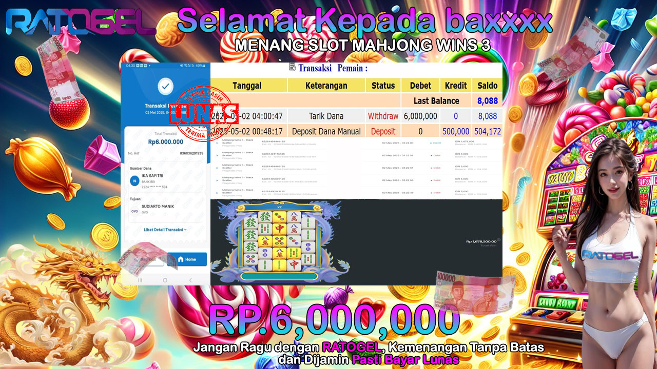 BUKTI JACKPOT SLOT MAHJONG WINS 3 TERPERCAYA DI INDONESIA TGL 02-05-2025
