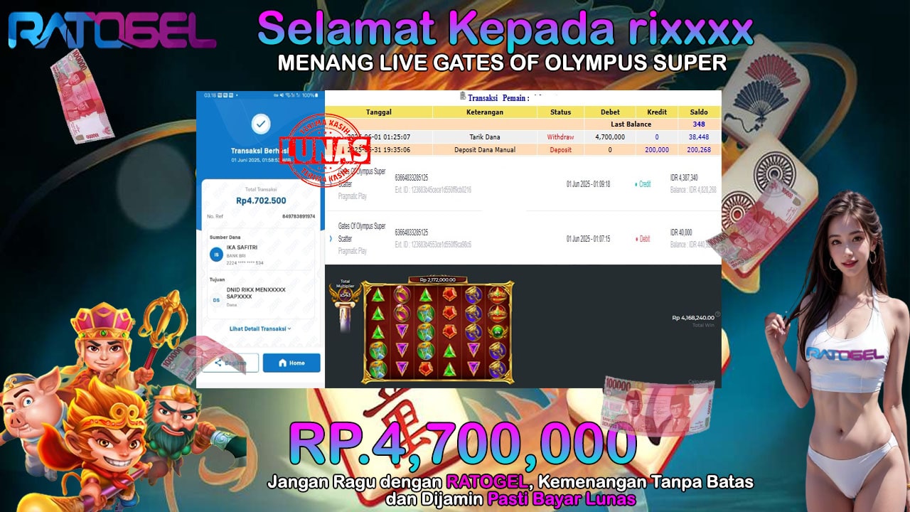 BUKTI JACKPOT SLOT GATES OF OLYMPUS SUPER TERPERCAYA DI INDONESIA TGL 01-06-2025