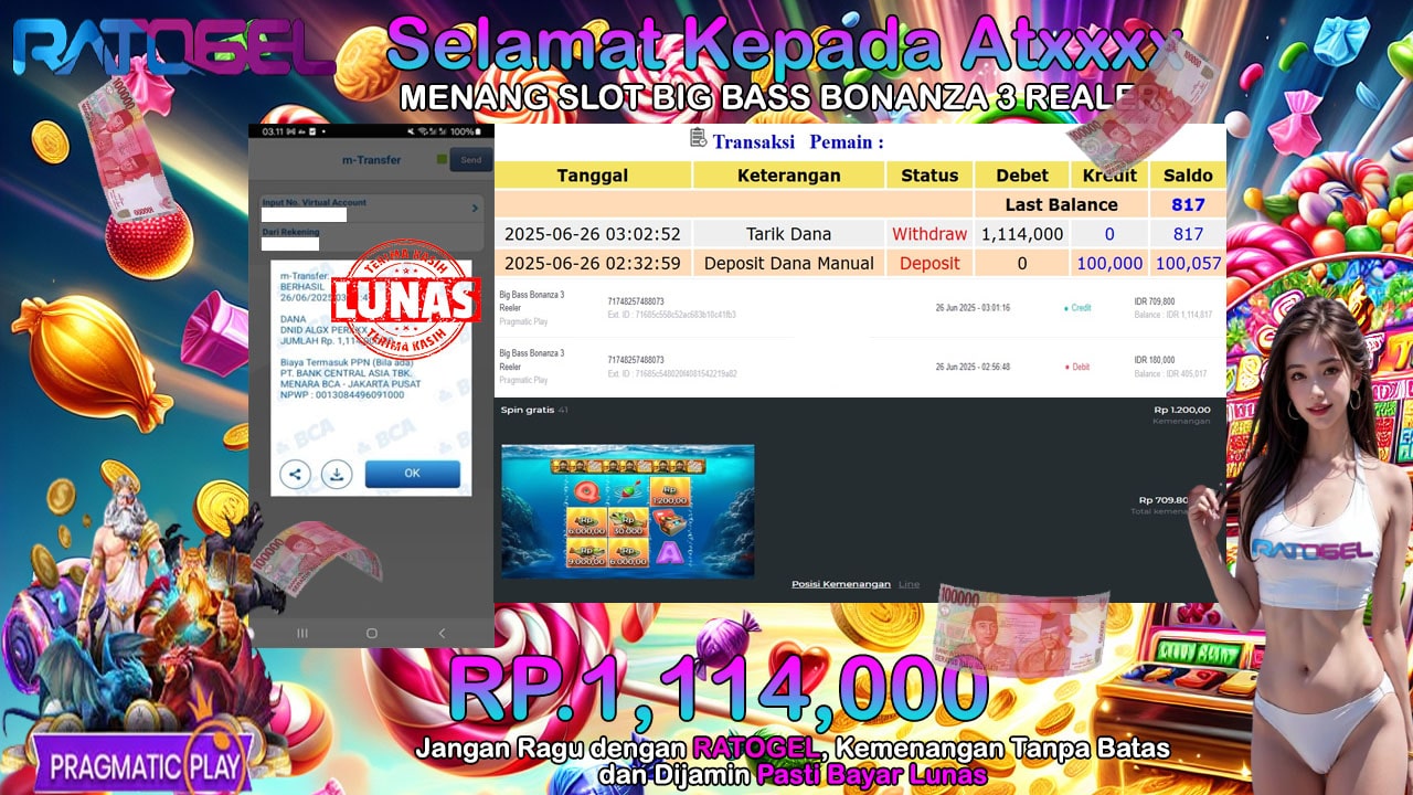BUKTI JACKPOT SLOT BIG BASS BONANZA 3 REALER TERPERCAYA DI INDONESIA TGL 26-06-2025