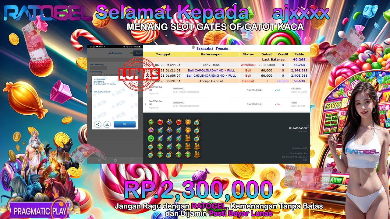 BUKTI JACKPOT SLOT GATES OF GATOT KACA TERPERCAYA DI INDONESIA TGL 23-06-2025