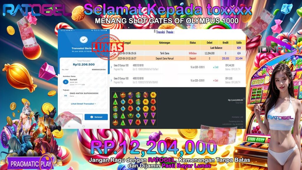 BUKTI JACKPOT GATES OF OLYMPUS 1000 TERPERCAYA DI INDONESIA TGL 19-06-2025