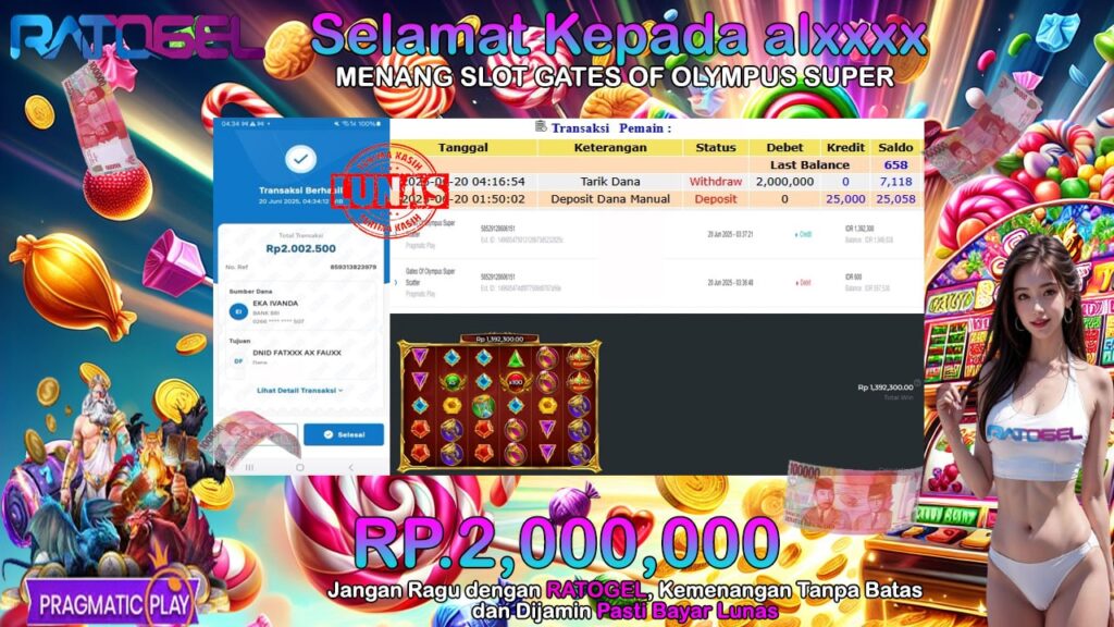 BUKTI JACKPOT SLOT GATES OF OLYMPUS SUPER  TERPERCAYA DI INDONESIA TGL 20-06-2025