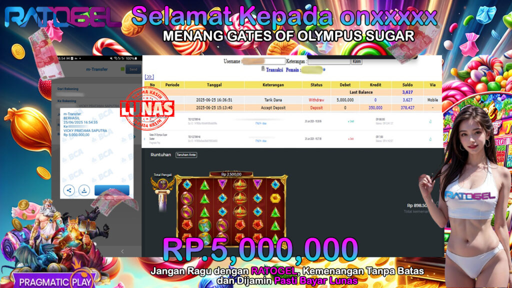 BUKTI JACKPOT SLOT GATES OF OLYMPUS SUGAR SCATTER TERPERCAYA DI INDONESIA TGL 25-06-2025