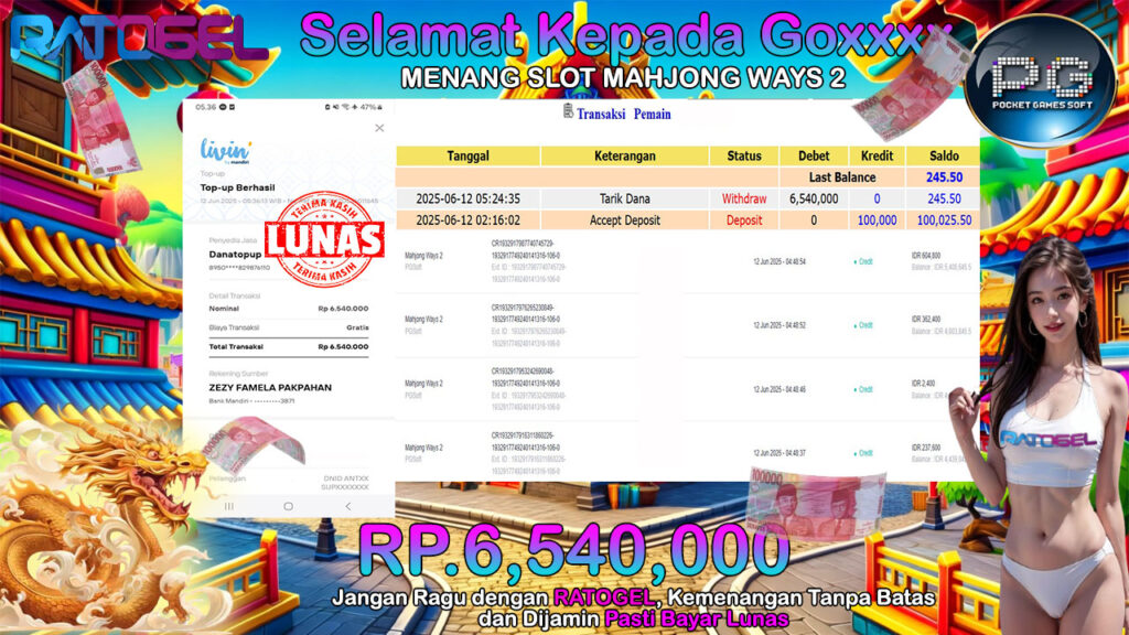 BUKTI JACKPOT MAHJONG WAYS 2 TERPERCAYA DI INDONESIA TGL 12-06-2025