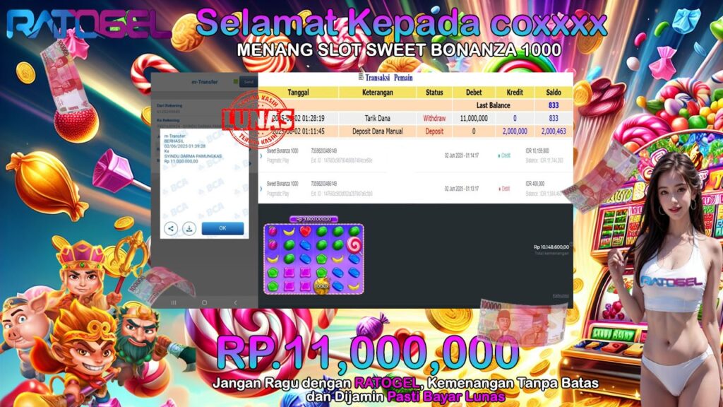 BUKTI JACKPOT SLOT SWEET BONANZA 1000 TERPERCAYA DI INDONESIA TGL 02-06-2025
