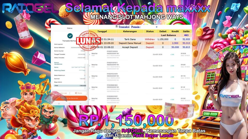 BUKTI JACKPOT SLOT MAHJONG WAYS TERPERCAYA DI INDONESIA TGL 02-06-2025