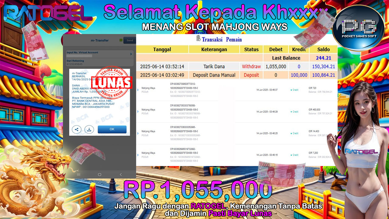 BUKTI JACKPOT MAHJONG WAYS 2 TERPERCAYA DI INDONESIA TGL 14-06-2025