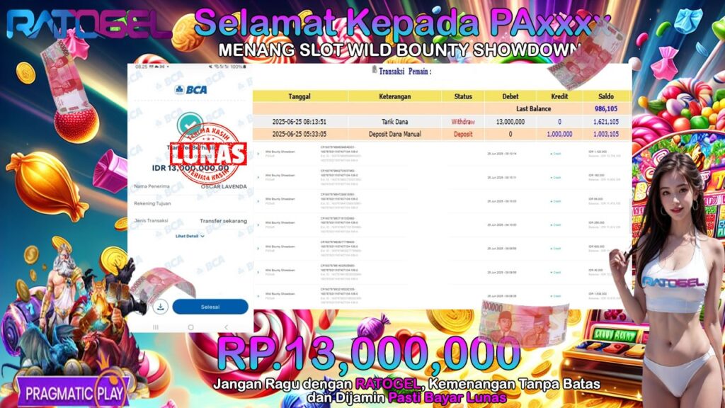 BUKTI JACKPOT SLOT WILD BOUNTY SHOWDOWN TERPERCAYA DI INDONESIA TGL 25-06-2025