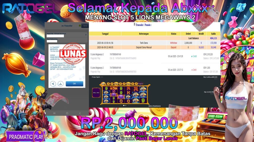 BUKTI JACKPOT SLOT 5 LIONS MEGAWAYS 2 TERPERCAYA DI INDONESIA TGL 10-06-2025