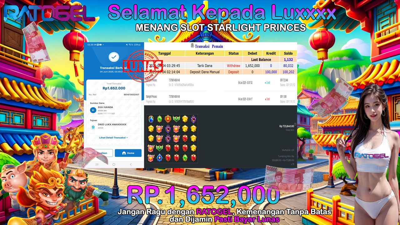 BUKTI JACKPOT SLOT STARLIGHT PRINCES TERPERCAYA DI INDONESIA TGL 04-06-2025