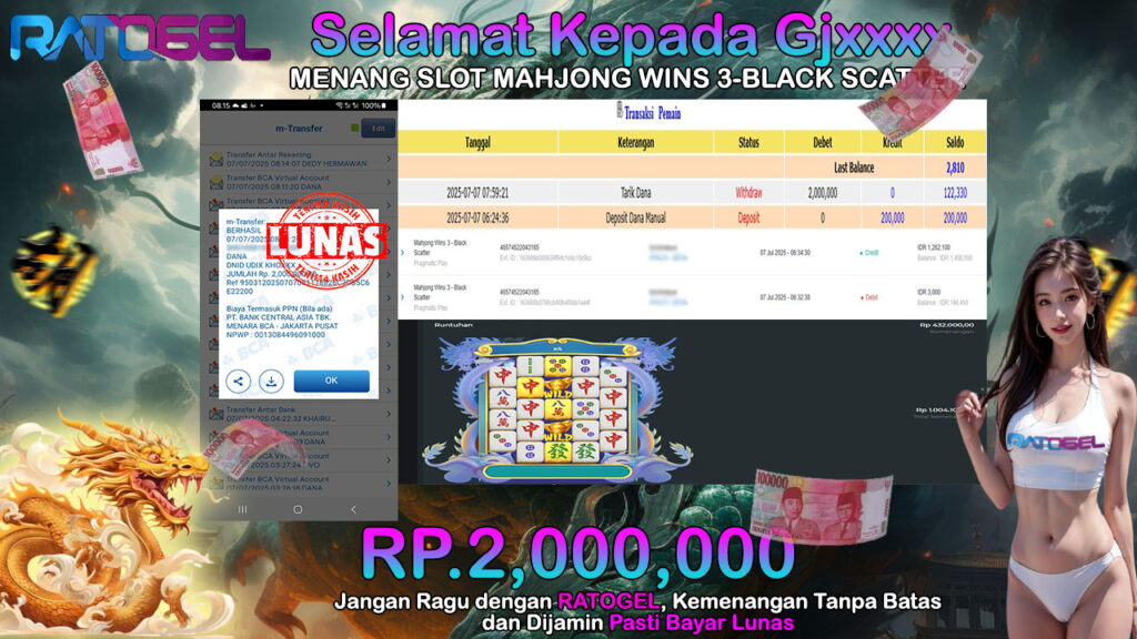 BUKTI JACKPOT SLOT MAHJONG WINS 3-BLACK SCATTER TERPERCAYA DI INDONESIA TGL 07-07-2025