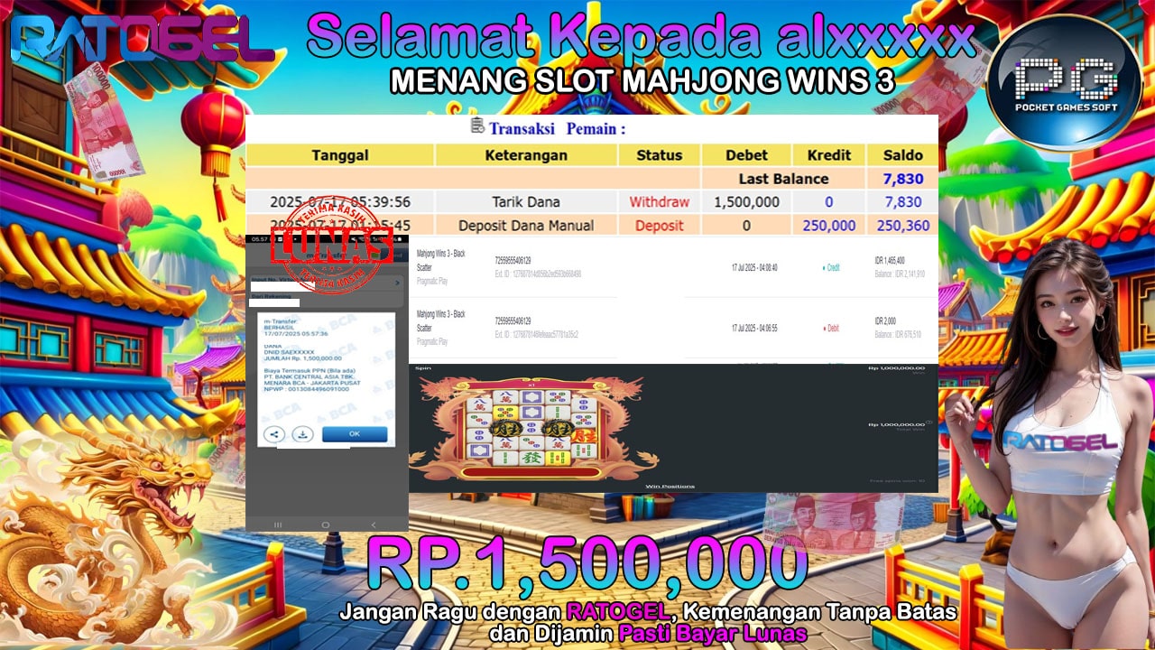 BUKTI JACKPOT SLOT MAHJONG WINS 3 TERPERCAYA DI INDONESIA TGL 17-07-2025