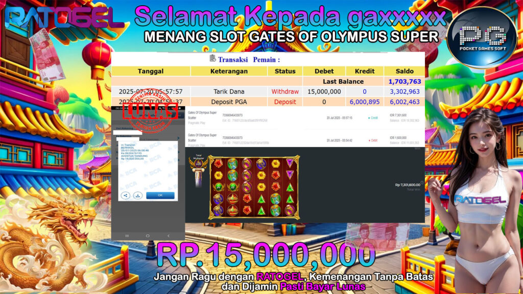 BUKTI JACKPOT SLOT GATES OF OLYMPUS SUPER SCATER TERPERCAYA DI INDONESIA TGL 20-07-2025