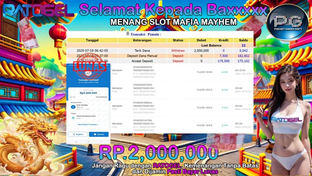 BUKTI JACKPOT SLOT MAFIA MAYHEM TERPERCAYA DI INDONESIA TGL 18-07-2025
