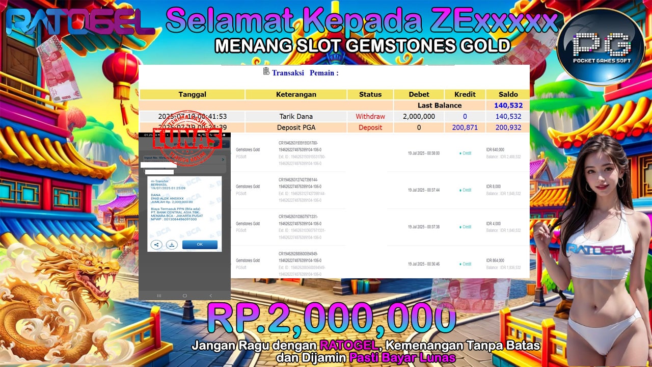 BUKTI JACKPOT SLOT GEMSTONESE TERPERCAYA DI INDONESIA TGL 18-07-2025