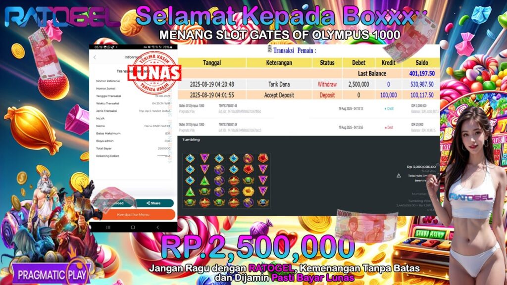 BUKTI JACKPOT SLOT GATES OF OLYMPUS 1000TERPERCAYA DI INDONESIA TGL 19-08-2025