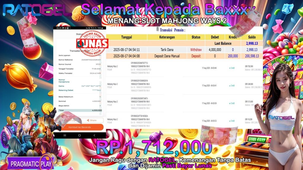BUKTI JACKPOT SLOT MAHJONG WSYS 2 TERPERCAYA DI INDONESIA TGL 17-08-2025