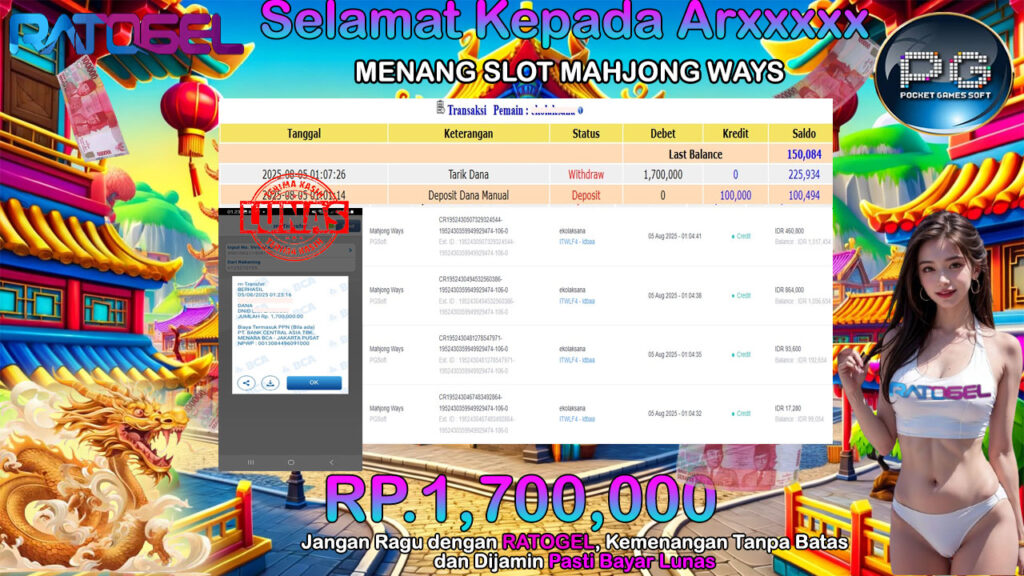 BUKTI JACKPOT SLOT MAHJONG WAYS  TERPERCAYA DI INDONESIA TGL 05-08-2025
