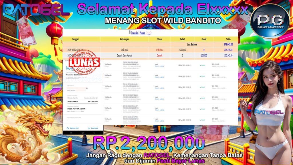 BUKTI JACKPOT SLOT WILD BANDITO TERPERCAYA DI INDONESIA TGL 02-08-2025