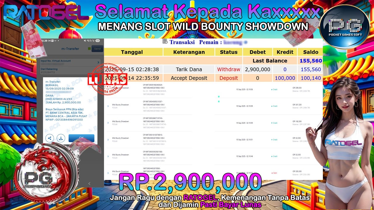 BUKTI JACKPOT SLOT WILD BOUNTY SHOWDOWN TERPERCAYA DI INDONESIA TGL 15-09-2025