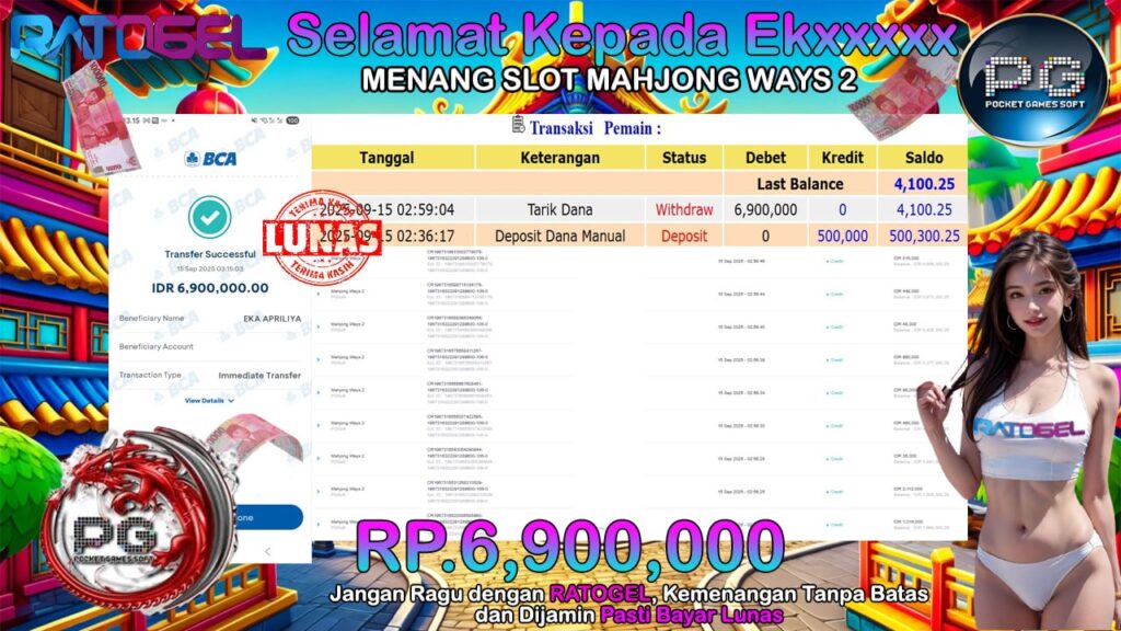 BUKTI JACKPOT SLOT MAHJONG WAYS 2 TERPERCAYA DI INDONESIA TGL 15-09-2025