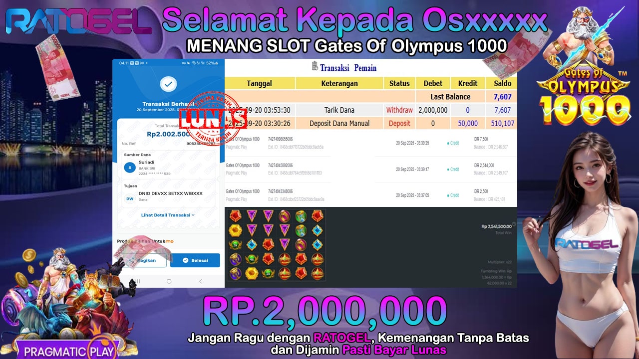 BUKTI JACKPOT SLOT GATES OF OLYMPUS 1000 TERPERCAYA DI INDONESIA TGL 20-09-2025