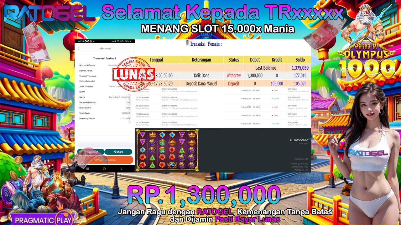 BUKTI JACKPOT SLOT 15.000X MANIA SHOWDOWN TERPERCAYA DI INDONESIA TGL 18-09-2025