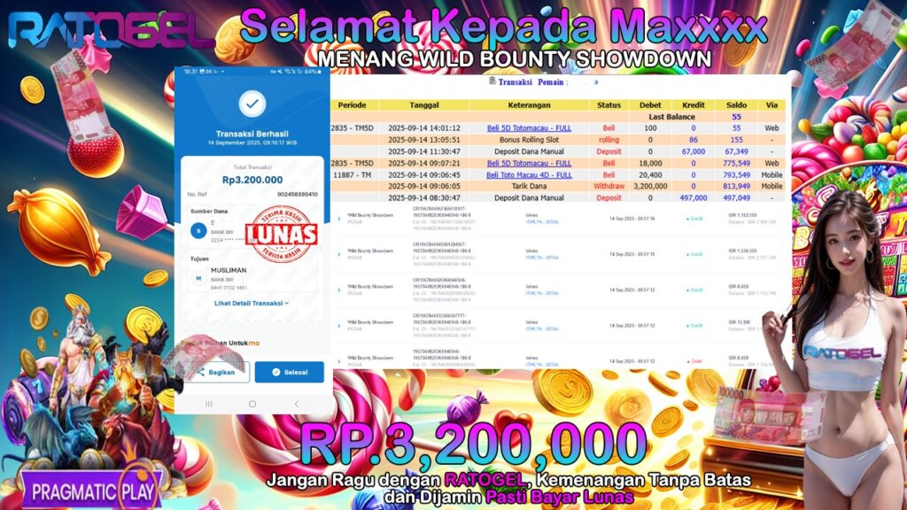 BUKTI JACKPOT SLOT WILD BOUNTY SHOWDOWN TERPERCAYA DI INDONESIA TGL 14-09-2025