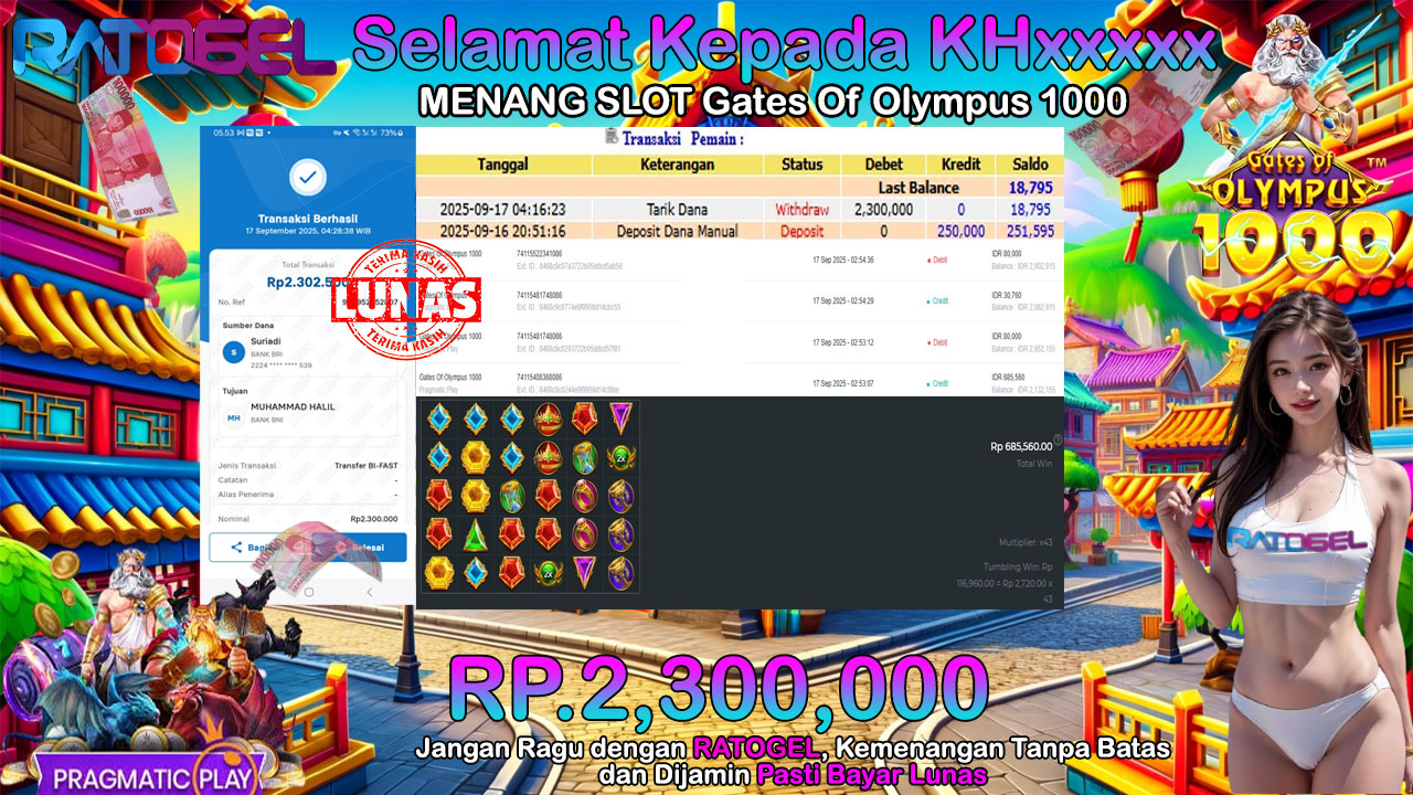 BUKTI JACKPOT SLOT GATES OF OLYMPUS 1000 TERPERCAYA DI INDONESIA TGL 17-09-2025