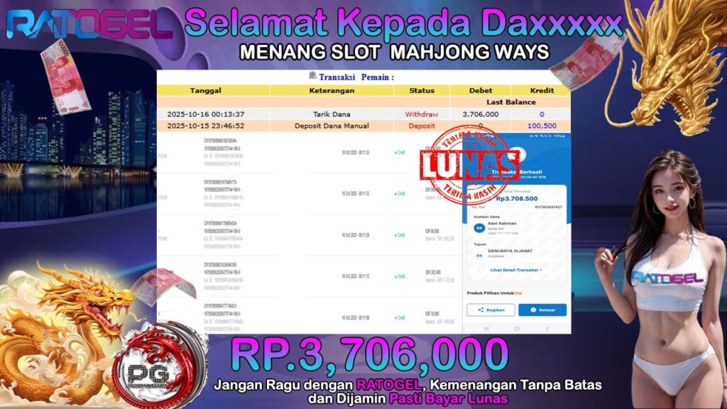 BUKTI JACKPOT SLOT  MAHJONG WAYS  TERPERCAYA DI INDONESIA TGL 16-10-2025