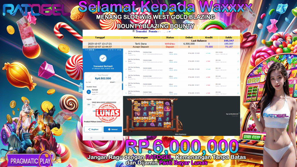 BUKTI JACKPOT SLOT PRAGMATIC PLAY Wild WEST GOLD BLAZING BOUNTY TERPERCAYA DI INDONESIA TGL 07-10-2025