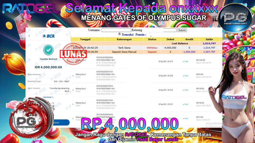 BUKTI JACKPOT SLOT PG SOFT MAHJONG WAYS 2 TERPERCAYA DI INDONESIA TGL 30-09-2025